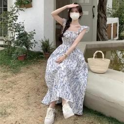 小清新碎花連衣裙女2023夏季新款法式高級感高腰顯瘦雪紡連衣裙子 歷史價格詳細信息