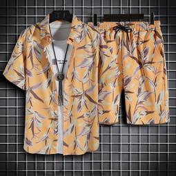 休閒套裝男 休閒穿搭套裝 型男穿搭 休閒男裝一整套 秋鼕季新款日係PU皮外套男士潮流穿搭一套機能風寬鬆街頭痞帥夾剋-潮流e線 歷史價格詳細信息