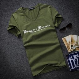 V領短袖T男 3色S-2XL 夏季高級設計感V領短袖網紅t恤男 素色短袖T恤 韓版ins寬鬆素色短袖打底衫潮流 現貨-潮流e線 歷史價格詳細信息