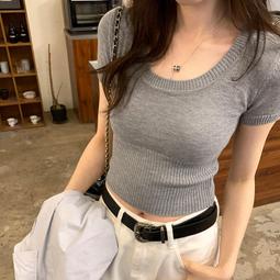 短袖女新款法式打底衫網紅小衫性感上衣女純色短款套頭V領襯衣女細肩洋裝-佳藝居 歷史價格詳細信息