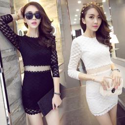 ☆女孩衣著☆女裝夜店性感蕾絲圓領長袖遮腹修身包臀連衣裙打底短裙洋裝潮(NO.30) 歷史價格詳細信息