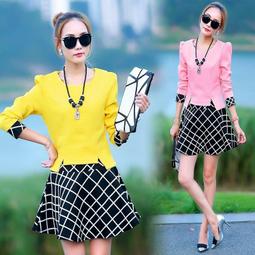 ☆女孩衣著☆格子毛呢外套 2015秋冬女裝修身顯瘦女士羊毛呢子大衣中長款加厚(NO.300) 歷史價格詳細信息