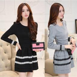 ☆女孩衣著☆2015秋季新款韓版寬鬆氣質大碼女裝假兩件針織豹?連衣裙(NO.48) 歷史價格詳細信息