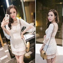 ☆女孩衣著☆2015秋季新女裝時尚百搭V領蕾絲拼接中腰緊身網紗長袖連衣裙C441(NO.44) 歷史價格詳細信息