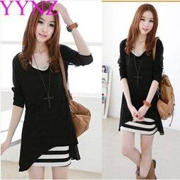 ☆女孩衣著☆秋冬裝 少女加絨加厚假兩件中長款保暖長袖T恤學生翻領打底衫加厚修身(NO.69) 歷史價格詳細信息