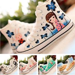 ☆女孩衣著☆手繪帆布鞋tfboys鞋子四葉草星空夜光鞋男女鞋(NO.74) 歷史價格詳細信息