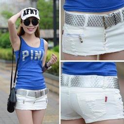 白色牛仔短褲女夏薄腰2024新款寬鬆闊腿a字辣妹休閒熱褲女夏 歷史價格詳細信息