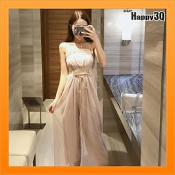 黑色一件式褲女2024年春季新款韓版休閒氣質寬褲連衣褲夏季一件式套裝-May美舍 歷史價格詳細信息