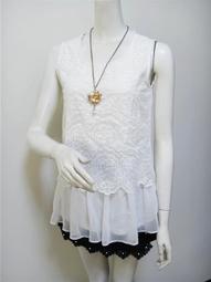 ｜正韓｜Sha la la圓領鏤空蕾絲玫瑰花亮粉金蔥短袖上衣(現貨7B513_F08001 歷史價格詳細信息