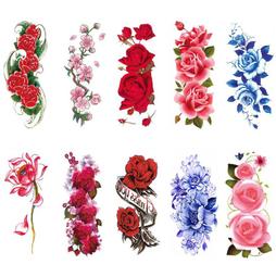 紋身貼紙玫瑰花胸前鎖骨暗黑紅色蝴蝶刺青防水持久女一份10張潮 歷史價格詳細信息