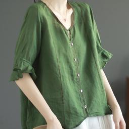 文藝棉麻刺繡T恤女夏季新-款寬鬆簡約短袖上-依女女-依菔休閒菔流行女~CB16236 歷史價格詳細信息