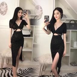 名媛風性感低胸深V領網紗拼接連衣裙夜場長裙晚禮服女高級感 歷史價格詳細信息