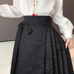 新中式國風提花馬面裙半身裙女春季2024百褶裙中長裙高腰a字傘裙~微微服飾 歷史價格詳細信息