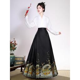 明制漢服女刺繡比甲立領對襟長衫百迭裙春秋漢服改良角色扮演服裝古著漢服古著衣服中國風女裝 歷史價格詳細信息