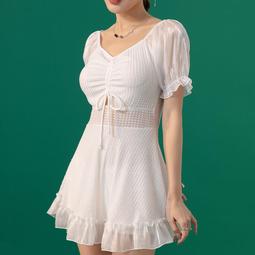 台灣現貨連身泳衣女夏季甜美可愛帶胸墊高級設計感一件式泳裝新款遮肚顯瘦保守溫泉海邊游泳 歷史價格詳細信息