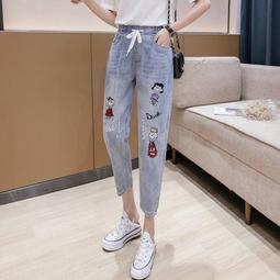 春季松緊腰大碼牛仔褲男加肥加大碼胖子直筒寬松高腰彈力肥佬長褲 歷史價格詳細信息