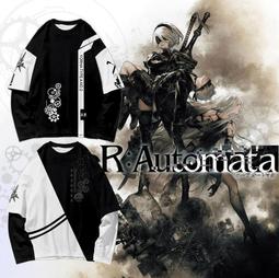 尼爾機械紀元動漫周邊夏季服裝2B小姐姐主題黑白撞色連帽短袖T恤#皇運 歷史價格詳細信息