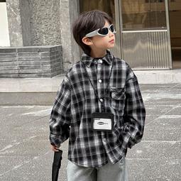 兒童襯衫2024邦誠春款男童韓版純色口袋度假風襯衣潮送領帶 歷史價格詳細信息