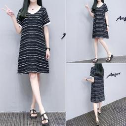 台灣現貨300斤大尺碼夏季新款女裝韓版時尚條紋印花洋裝遮肉寬鬆A字裙薄款03 價格比較,價格查詢,歷史價格詳細信息