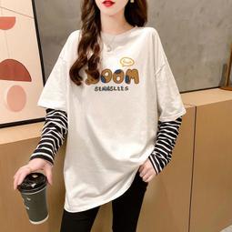 台灣現貨假兩件長袖T恤男士春秋裝上衣服潮流寬鬆大學T學生寬鬆大尺碼打底衫  露天市集  全台最大的網路購物市集 歷史價格詳細信息