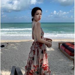 沙灘裙 海邊洋裝 海島洋裝 度假風洋裝 吊帶碎花洋裝女夏季新款法式小眾油畫風超仙森系初戀收腰長裙子（滿599免運） 歷史價格詳細信息