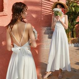 台灣現貨洋裝 2022 新款2023夏新款度假裙緞面拼接撞色碎花灰白黑露背蝴蝶結吊帶裙女  露天市集  全台最大的網路購 歷史價格詳細信息