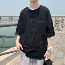 拼接格5分袖襯衫 夏季港風襯衫短袖 男士休閒修身襯衣 痞帥襯衫 百搭 薄款襯衫 男生衣著（PDJ15）【壹號站】 歷史價格詳細信息