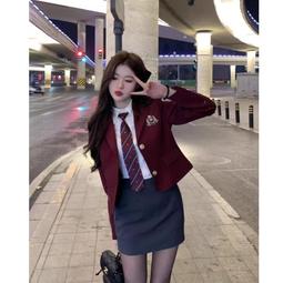新年戰袍紅色jk制服短裙女秋冬2024年新款小個子學院風毛衣連衣裙 歷史價格詳細信息
