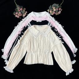 Lolita秋冬長袖娃娃領甜美可愛百搭朱麗葉袖雙面德絨內搭 歷史價格詳細信息