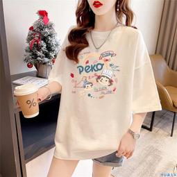 夏季薄款可愛印花寬鬆透氣短袖韓版休閒減齡慵懶風大碼T恤 歷史價格詳細信息