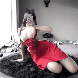 睡衣 深V性感睡衣 蕾絲緞面情趣睡衣 紅色/藍色 歷史價格詳細信息