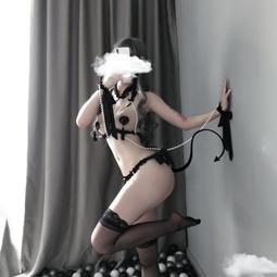女僕角色扮演服！牽胸連頸環荷葉邊環繞雙線細腰丁字褲五件式套裝 歷史價格詳細信息