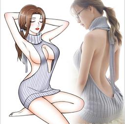 情趣針織毛衣 性感毛衣制服 日系睡衣 情趣內衣制服 露背 激情誘惑 情趣角色服 工口無袖針織 L245 情趣cos 性感 歷史價格詳細信息
