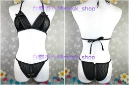 單一尺寸F-成套黑色桃紅緞帶滾邊透膚彈性網無鋼圈比基尼+丁字褲-1788＊白麝香小舖＊全新MURENA夢漣娜性感系列 歷史價格詳細信息