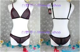 單一尺寸F-成套黑色紫緞帶網紗無鋼圈比基尼+丁字褲+吊襪帶-1937B＊白麝香小舖＊全新MURENA夢漣娜性感系列 歷史價格詳細信息