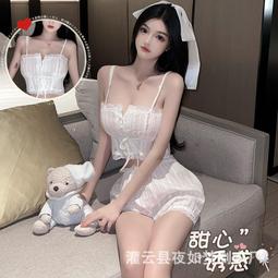 情趣內衣 情趣制服 情趣內衣吊帶波點網紗睡裙性感開檔火辣睡衣制服誘惑套裝 歷史價格詳細信息