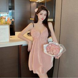 金絲絨性感睡衣女春秋新款帶胸墊吊帶高級感紅色秋冬睡裙睡袍 歷史價格詳細信息