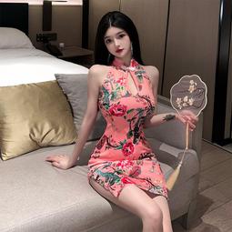 【八號館】性感情趣內衣高端開叉無袖印花旗袍緊身夜店制服誘惑套裝情趣內衣性感睡衣角色扮演．PE12004 歷史價格詳細信息