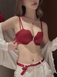 紅色大胸顯小內衣胸罩收副乳聚攏性感結婚喜慶調整大碼文胸 歷史價格詳細信息