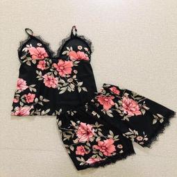 發新款仿真絲黑色家居服兩件套 時尚舒適蕾絲花邊睡衣套裝 價格比較,價格查詢,歷史價格詳細信息