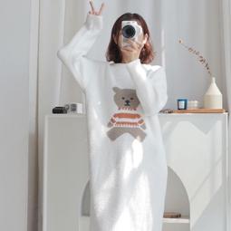 珊瑚絨睡裙女2020秋冬新款日系可愛單排扣寬鬆保暖長袖連帽家居服 歷史價格詳細信息