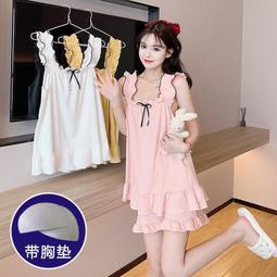 性感吊帶睡衣女夏帶胸墊美背誘惑蕾絲鏤空純欲風冰絲睡裙蝴蝶結 歷史價格詳細信息