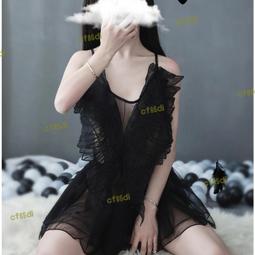 性感內衣 情趣內衣 性感透視 裸背露乳 吊帶睡裙 低胸掛脖短裙 透明大擺睡裙 蕾絲薄紗網紗睡衣 女生睡衣 歷史價格詳細信息