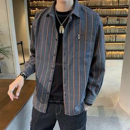 港風潮男工裝襯衫 男裝學生休閑長袖襯衣 痞帥男襯衣可當薄外套【逆主流】 歷史價格詳細信息