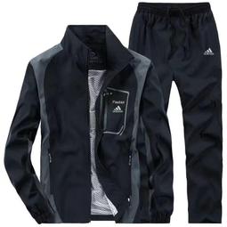 三葉草運動套裝男士冬季立領外套開衫運動服跑步長褲休閑兩件套潮 歷史價格詳細信息