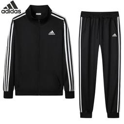 春秋立領運動套裝男女三條槓休閒運動服情侶跑步服開衫長褲兩件套 歷史價格詳細信息