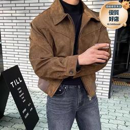 秋冬麂皮絨夾克男韓版潮流純色休閑寬松簡約百搭翻領短款皮衣外套 歷史價格詳細信息