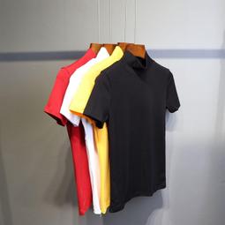 半高領短袖男士t恤港式絲光棉修身純色t恤【滿299元發貨】 歷史價格詳細信息