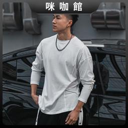 圓領長袖長袖t恤男寬松休閑ins潮流百搭衛衣男士秋季2021新款上衣打底衫-潮流好物 歷史價格詳細信息