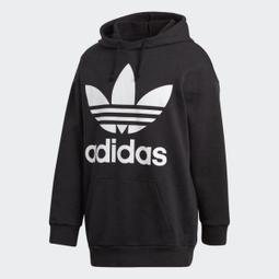 adidas 帽T Trefoil Hoodie 黑 白 三葉草 大Logo 女款 寬鬆版本 【ACS】 CE2408 歷史價格詳細信息